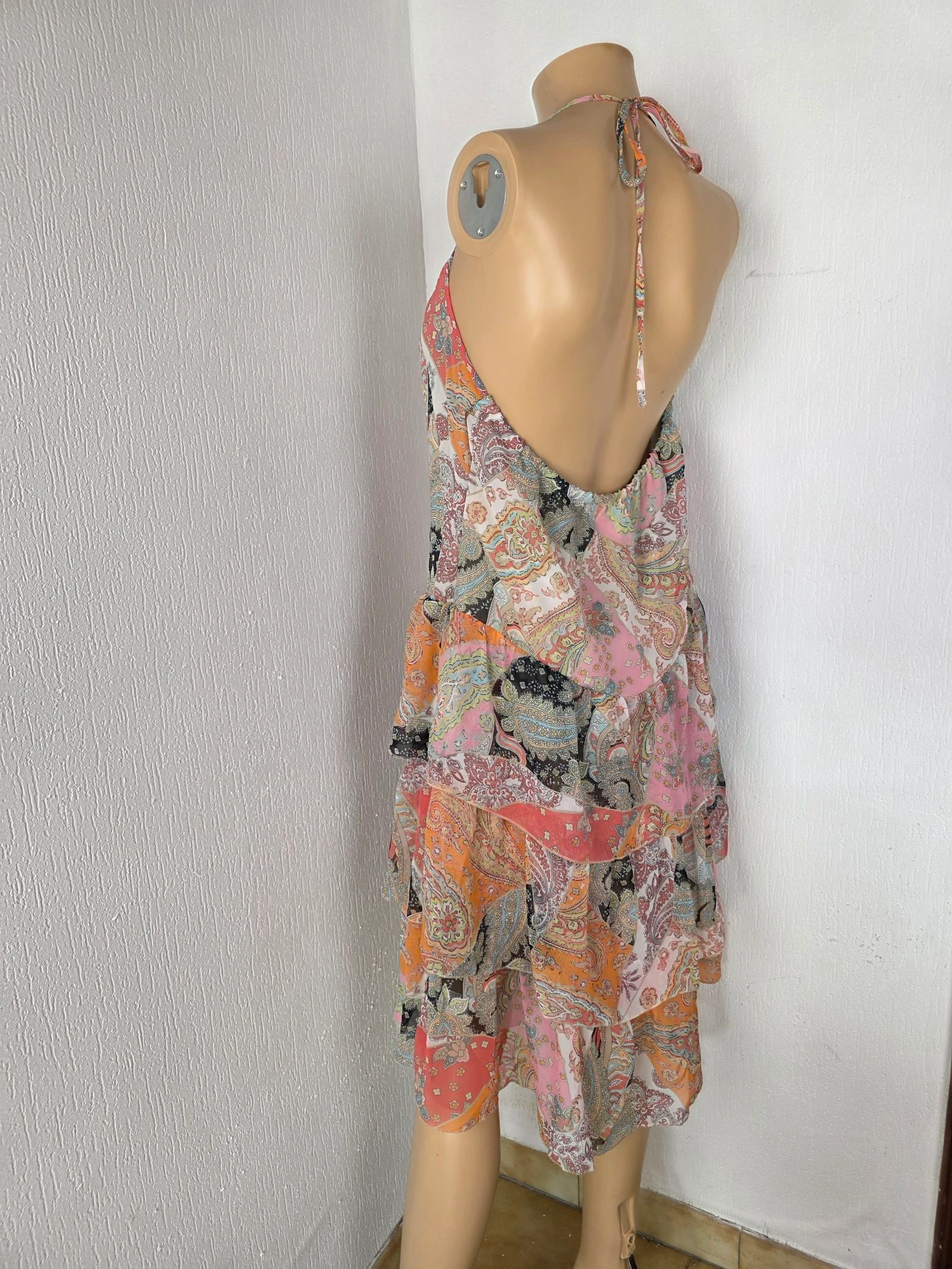 Robe dos nu volants superposés paisley bohème féerique vintage Y2K taille unique jusqu'au 42 – photo 9